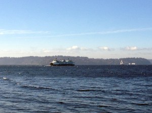 Sailboat and Ferry
